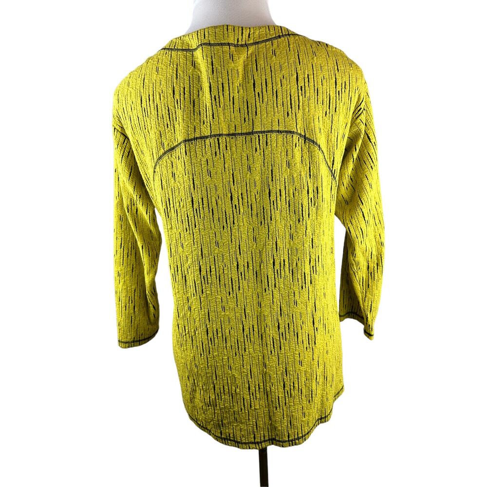 Ali Miles Crinkle Textured Stretch Zippered Pocket Top Large Abstract Artsy - Picture 4 of 10